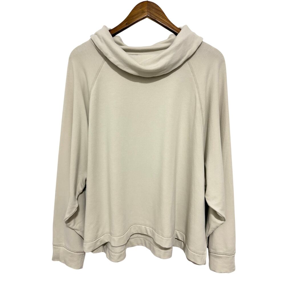 Old Navy 3X Cream Cowl Neck Sweatshirt Pullover Oversized Tunic Side Slits